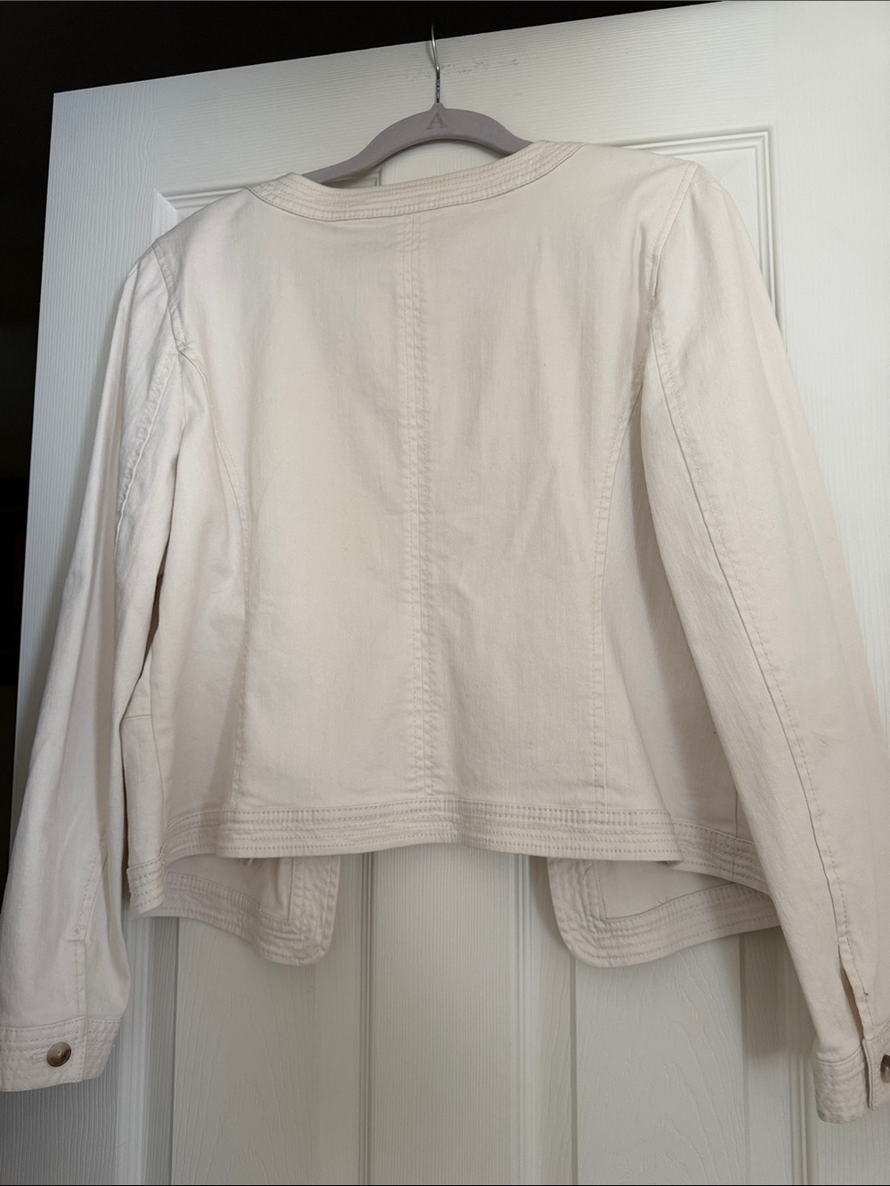 LOFT Cream Collarless Blazer Jacket - Picture 5 of 6